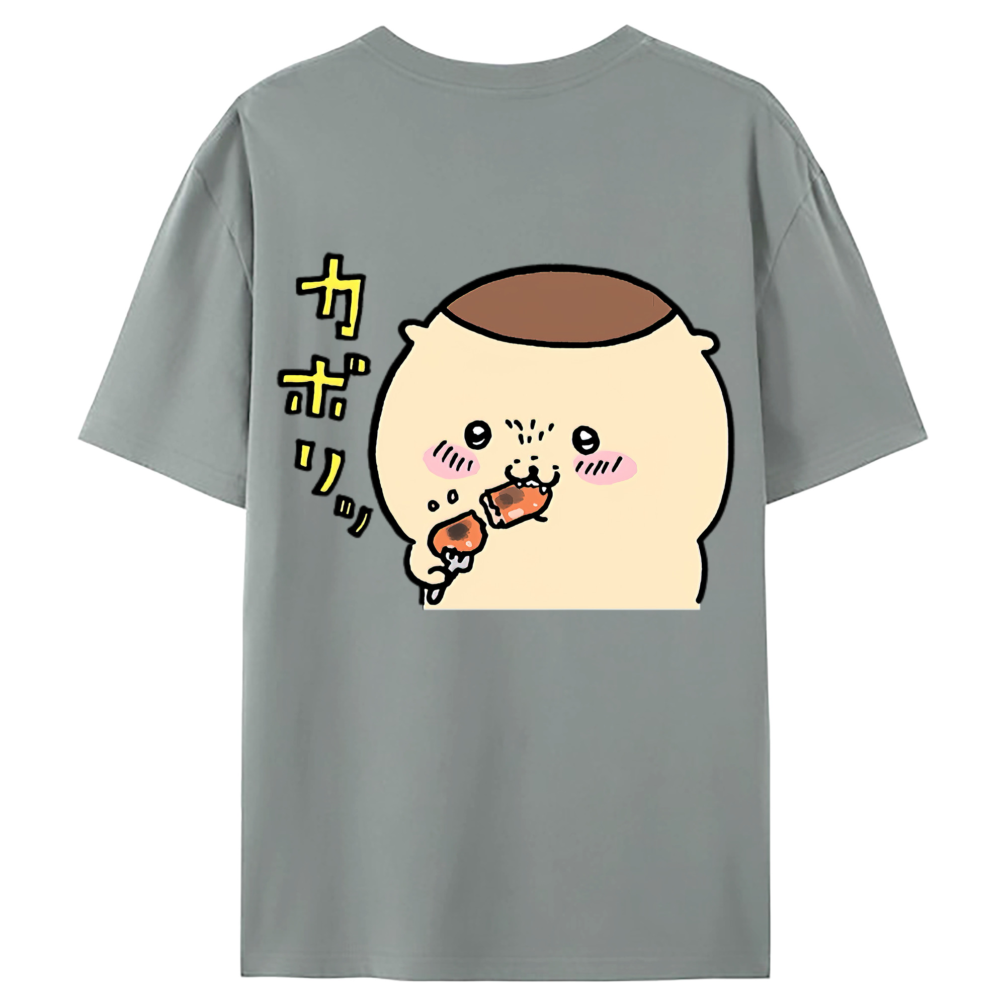 （画像用） ちいかわ くりまんじゅう Chii-kawa kuri manjū 綿100％ メンズ半袖Tシャツ（バックプリント） 通気性